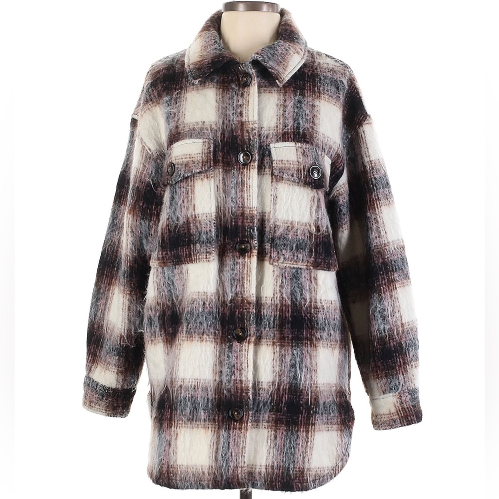 Sanctuary fuzzy plaid shacket